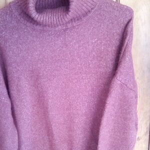 Elegant Mauve Turtleneck Sweater